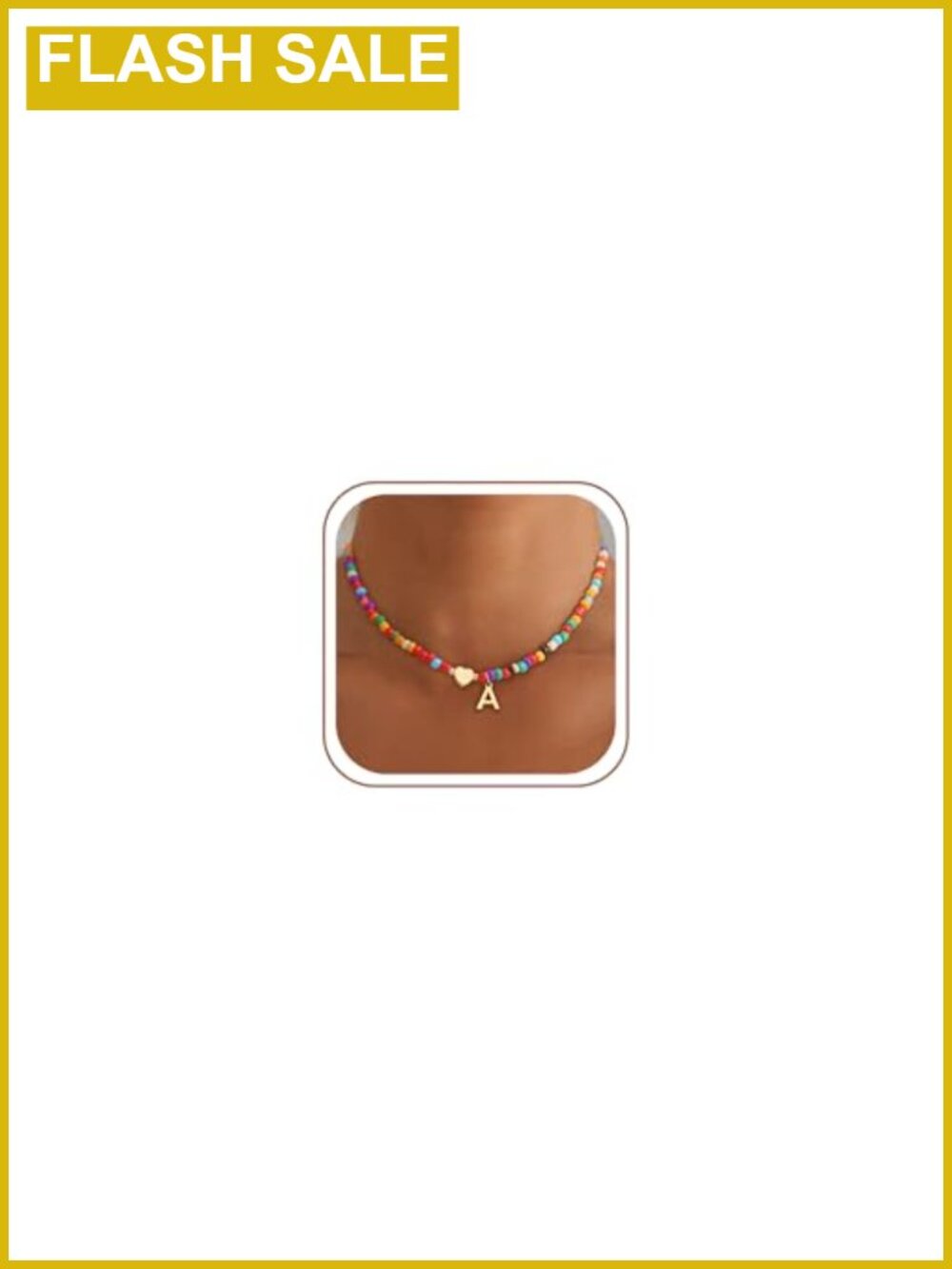 Girls Initial Heart Beaded Necklace 16+2 inch Choker